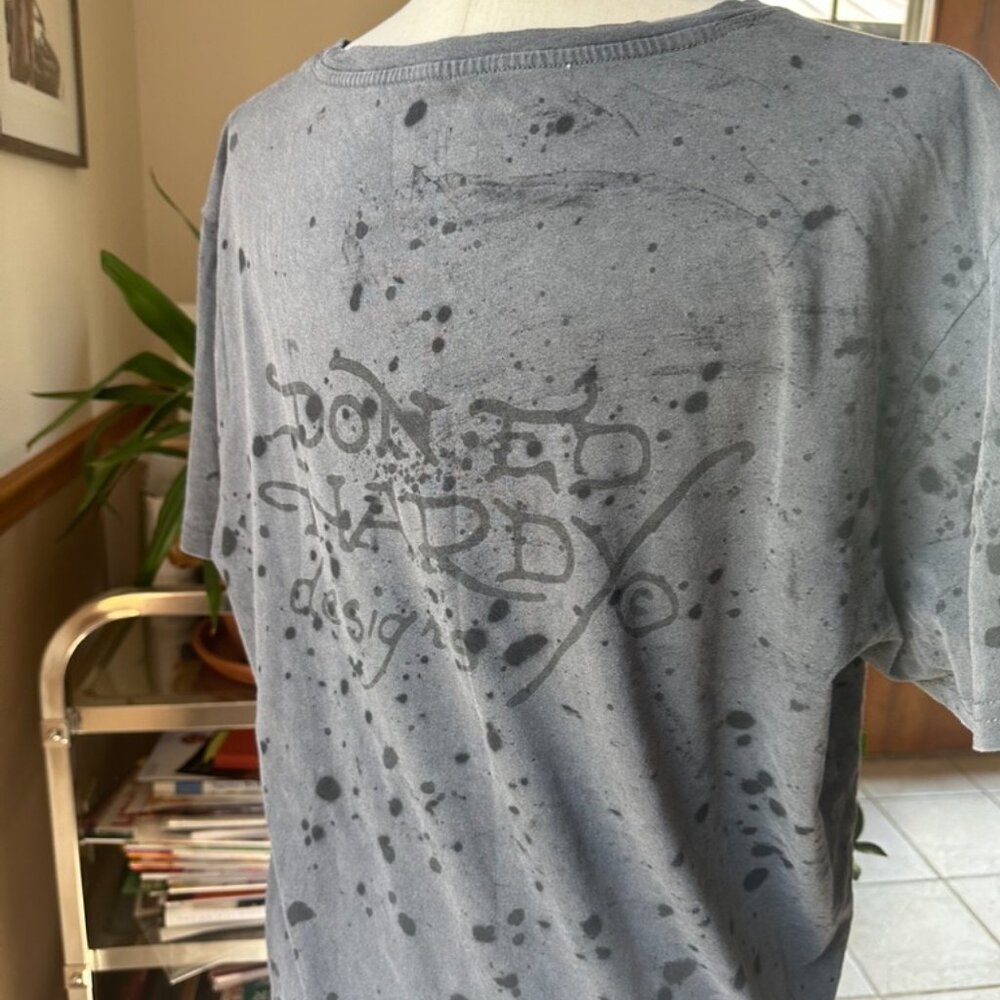 Ed Hardy Womens Distressed Tee, Gray and Black, L, Skull and Rose Design - Picture 8 of 14